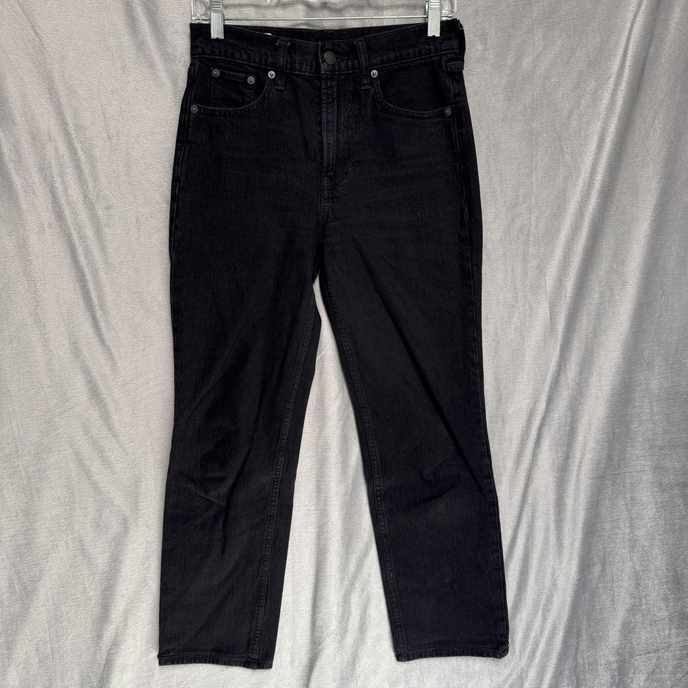 GAP Jeans Womens 0P Black Sky High Straight High Rise Denim‎ Petite High Waist